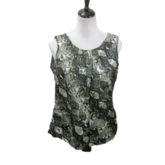 NOTATIONS Green/Black Snakeskin Sleeveless Blouse Size Medium - Picture 4 of 5